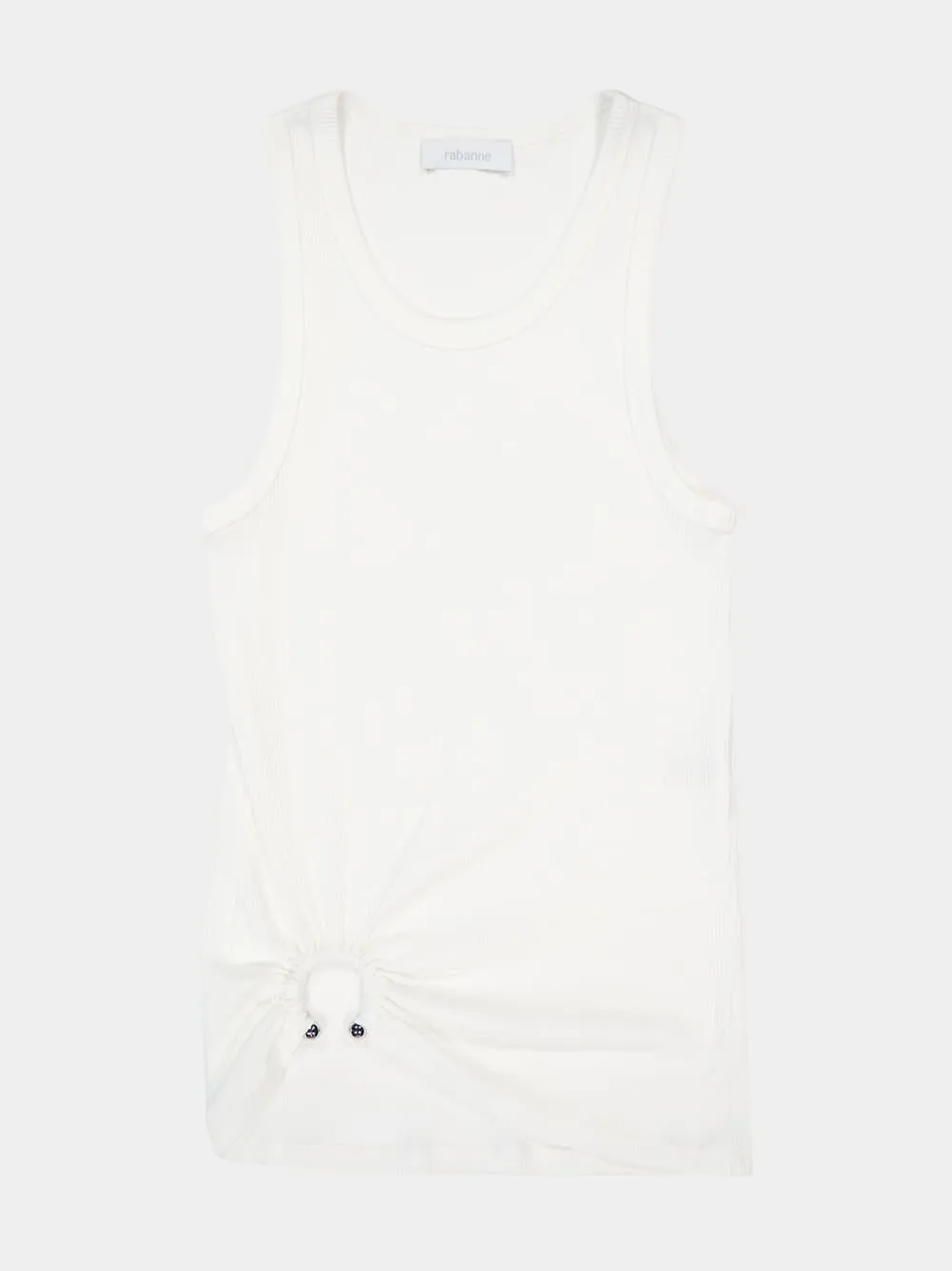 White Tank Top with Waist Piercing Detail sold by Fashion Clinic product image thumbnail 5