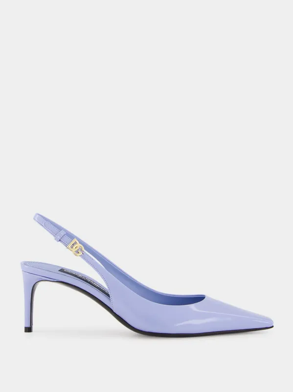Blue Polished Calfskin Slingbacks made by Fashion Clinic
