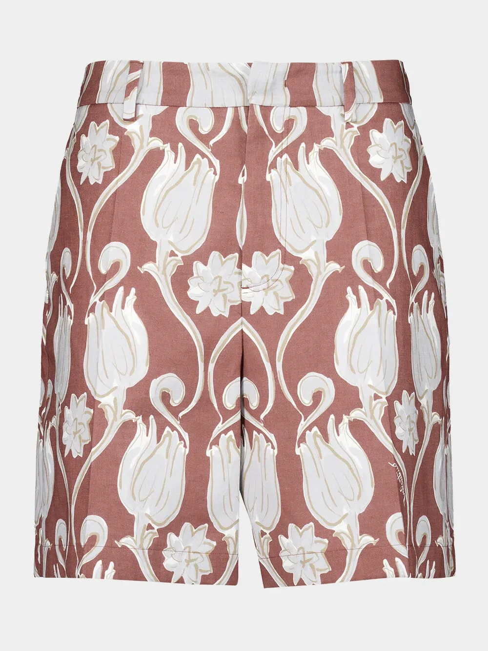 Tulip Graphic-Print Linen Shorts sold by Fashion Clinic