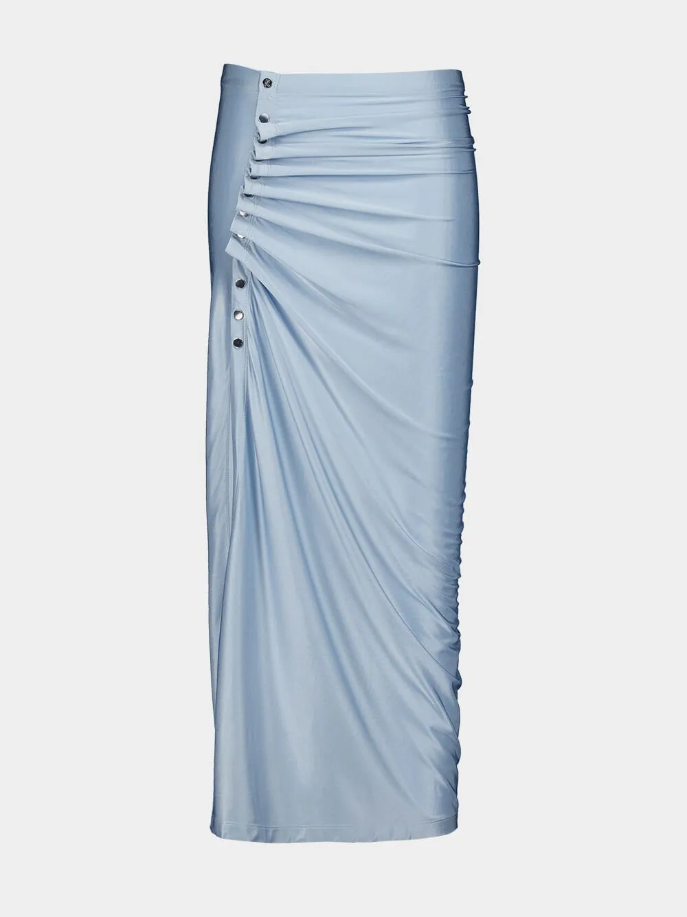 Faded Blue Draped Midi Skirt sold by Fashion Clinic