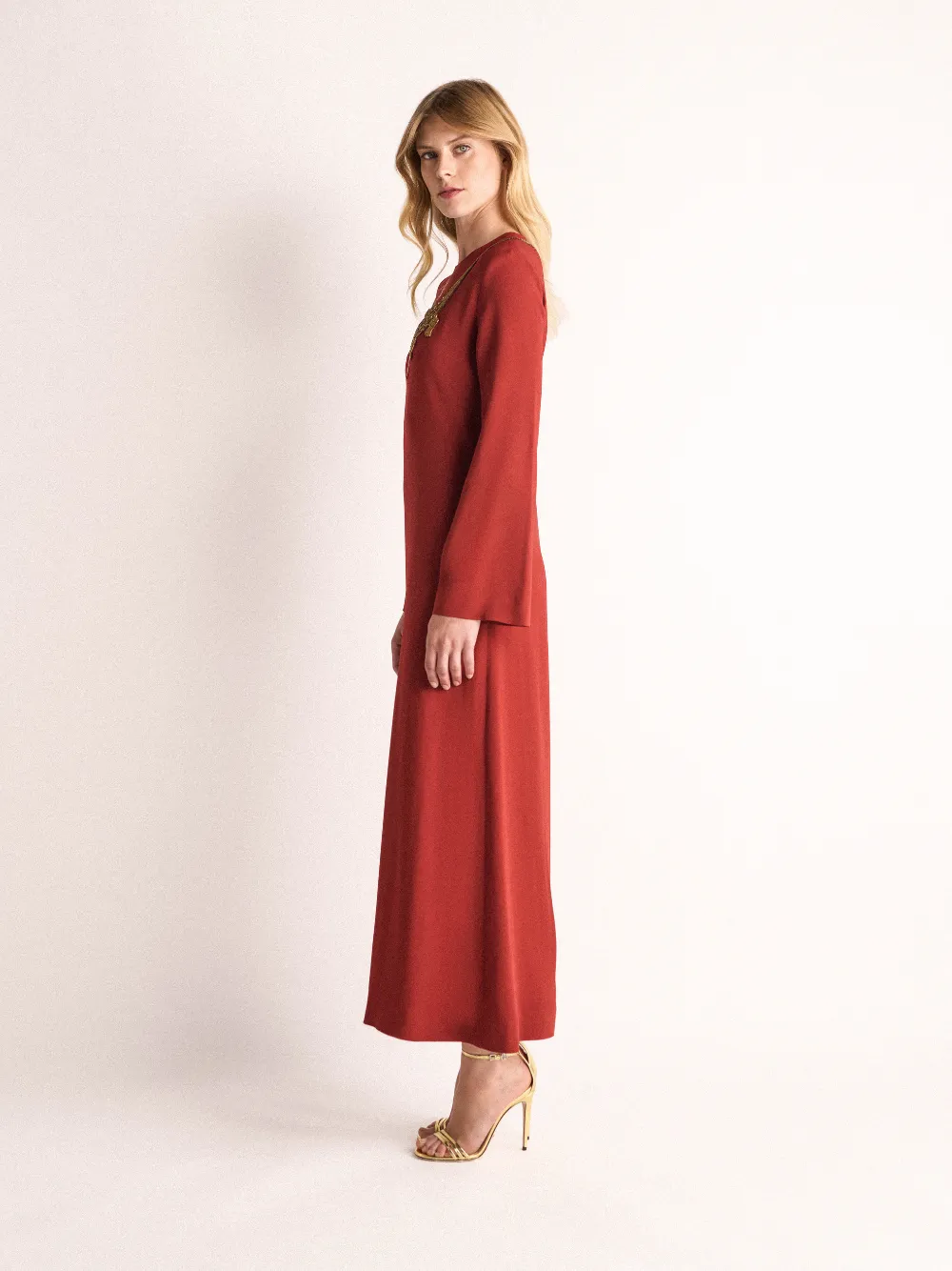 Enoki Burnt Henna Midi Dress sold by Fashion Clinic product image thumbnail 4