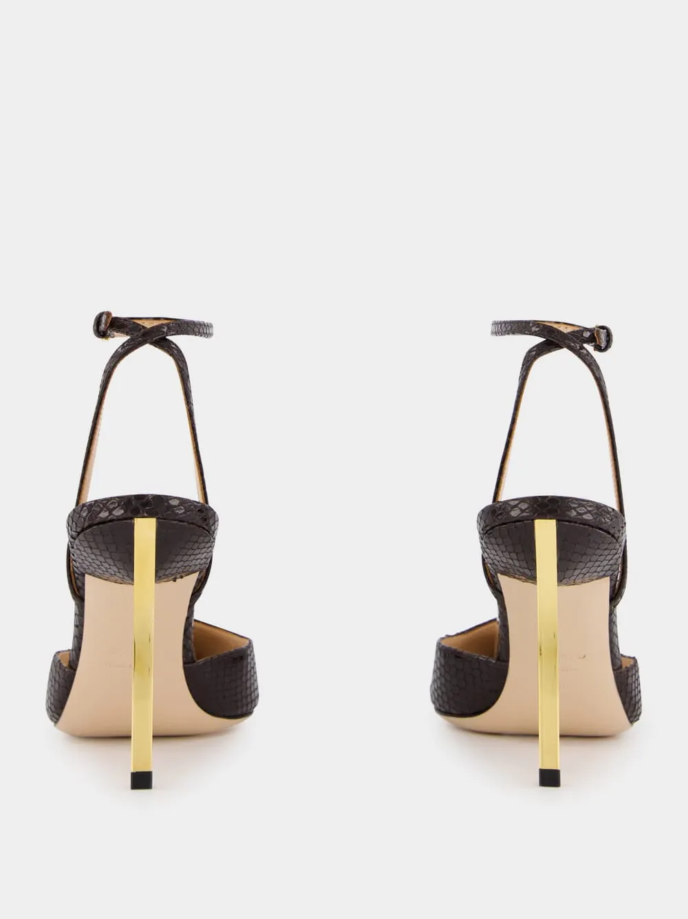 Espresso Python Glossy Slingback Pumps sold by Fashion Clinic product image thumbnail 4