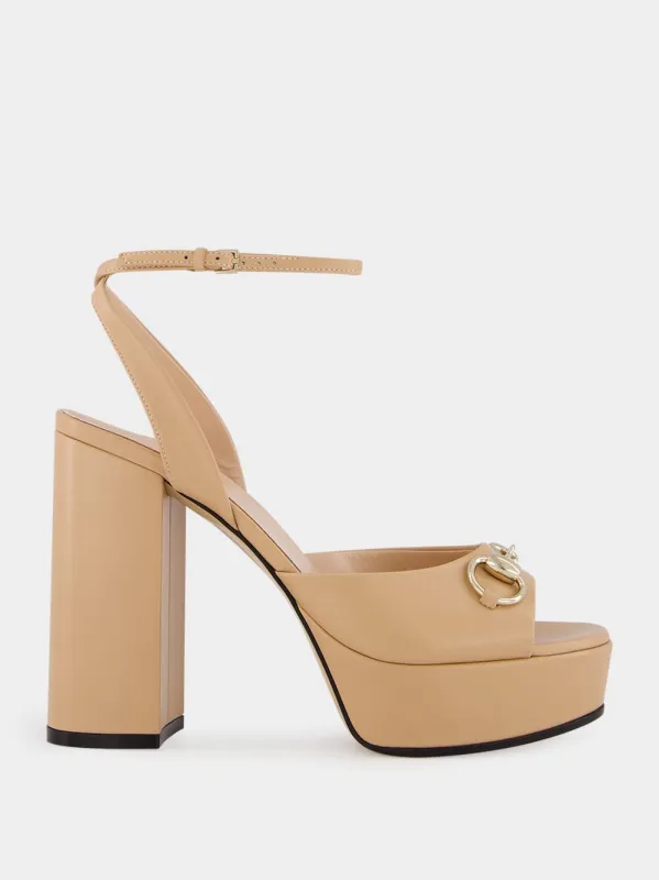 Beige Horsebit Platform Sandal sold by Fashion Clinic