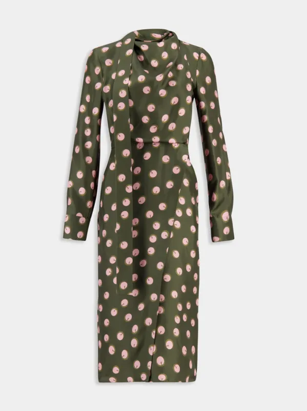 Green Printed Silk Dress sold by Fashion Clinic