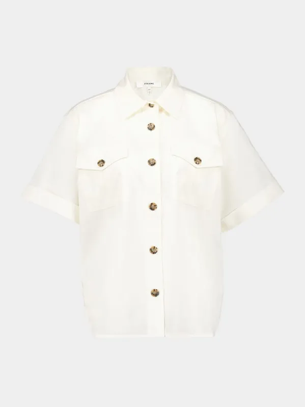 Cream Patch Pocket Utility Shirt sold by Fashion Clinic