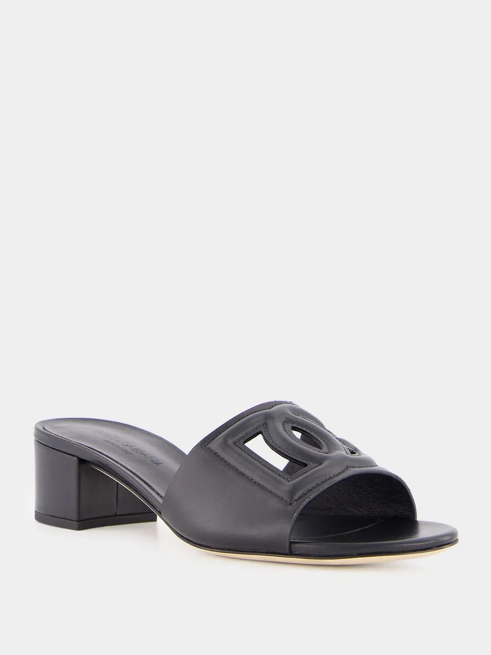 Black Leather Heeled Slides sold by Fashion Clinic product image thumbnail 2