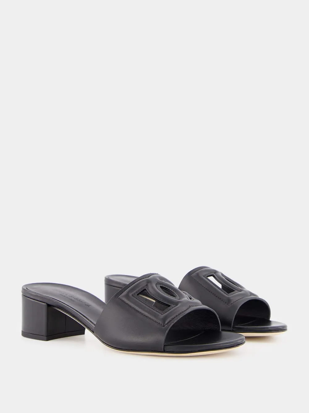 Black Leather Heeled Slides sold by Fashion Clinic product image thumbnail 3