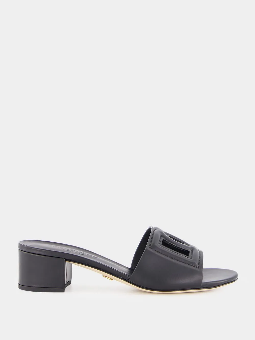 Black Leather Heeled Slides sold by Fashion Clinic