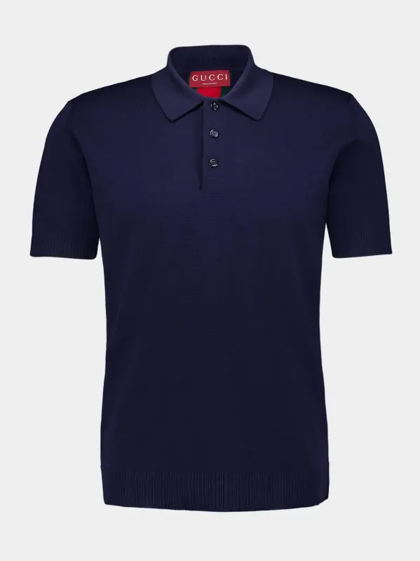 Navy Cotton Polo Shirt with Web sold by Fashion Clinic