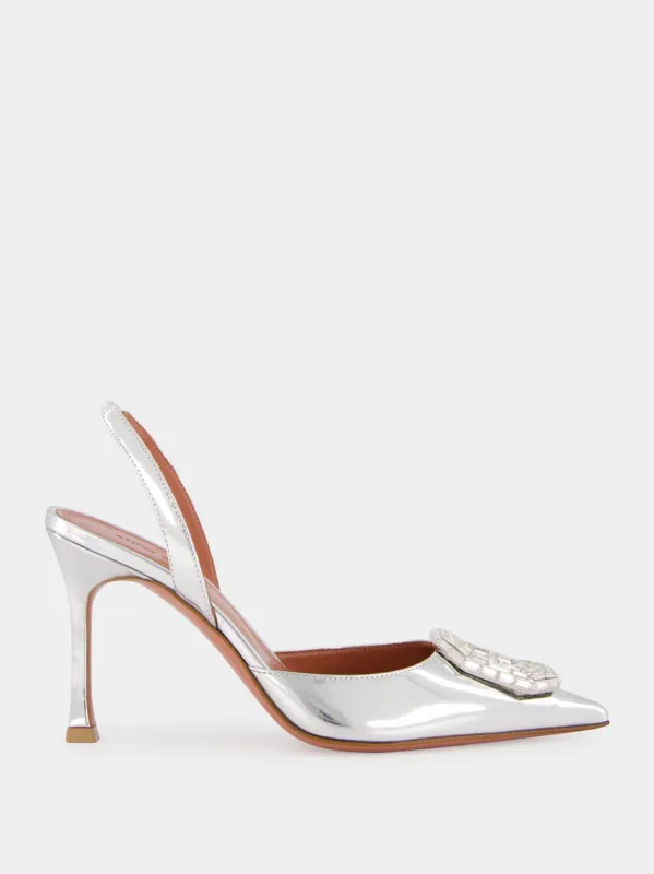 Camelia Mirror Silver Slingback Heels sold by Fashion Clinic