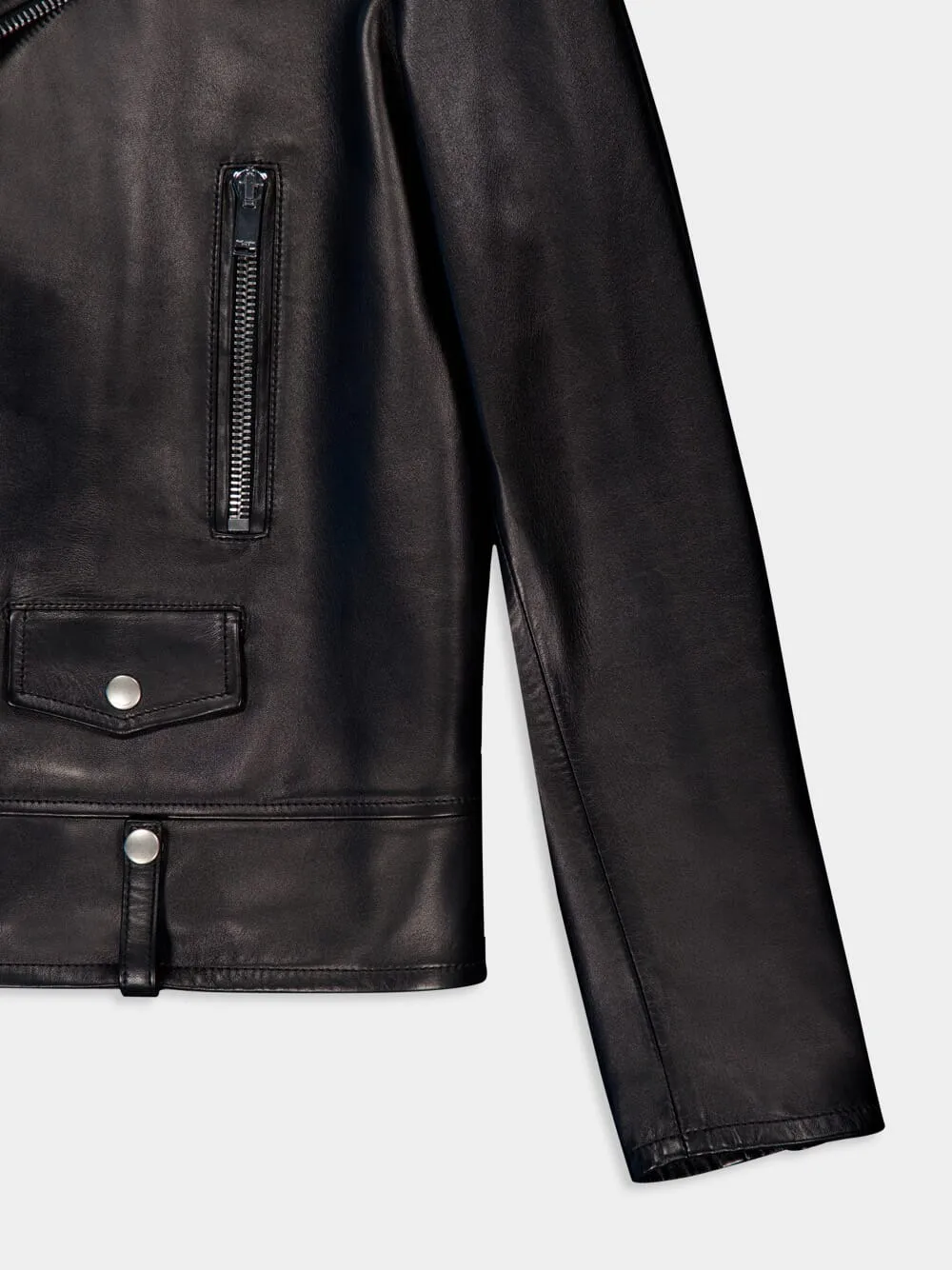 Plunged Lambskin Motorcycle Jacket sold by Fashion Clinic product image thumbnail 4