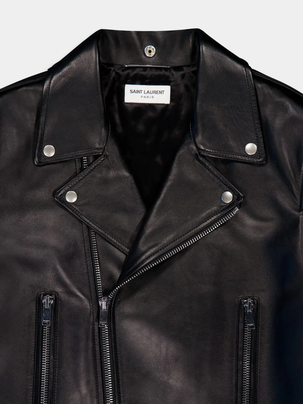 Plunged Lambskin Motorcycle Jacket sold by Fashion Clinic product image thumbnail 3