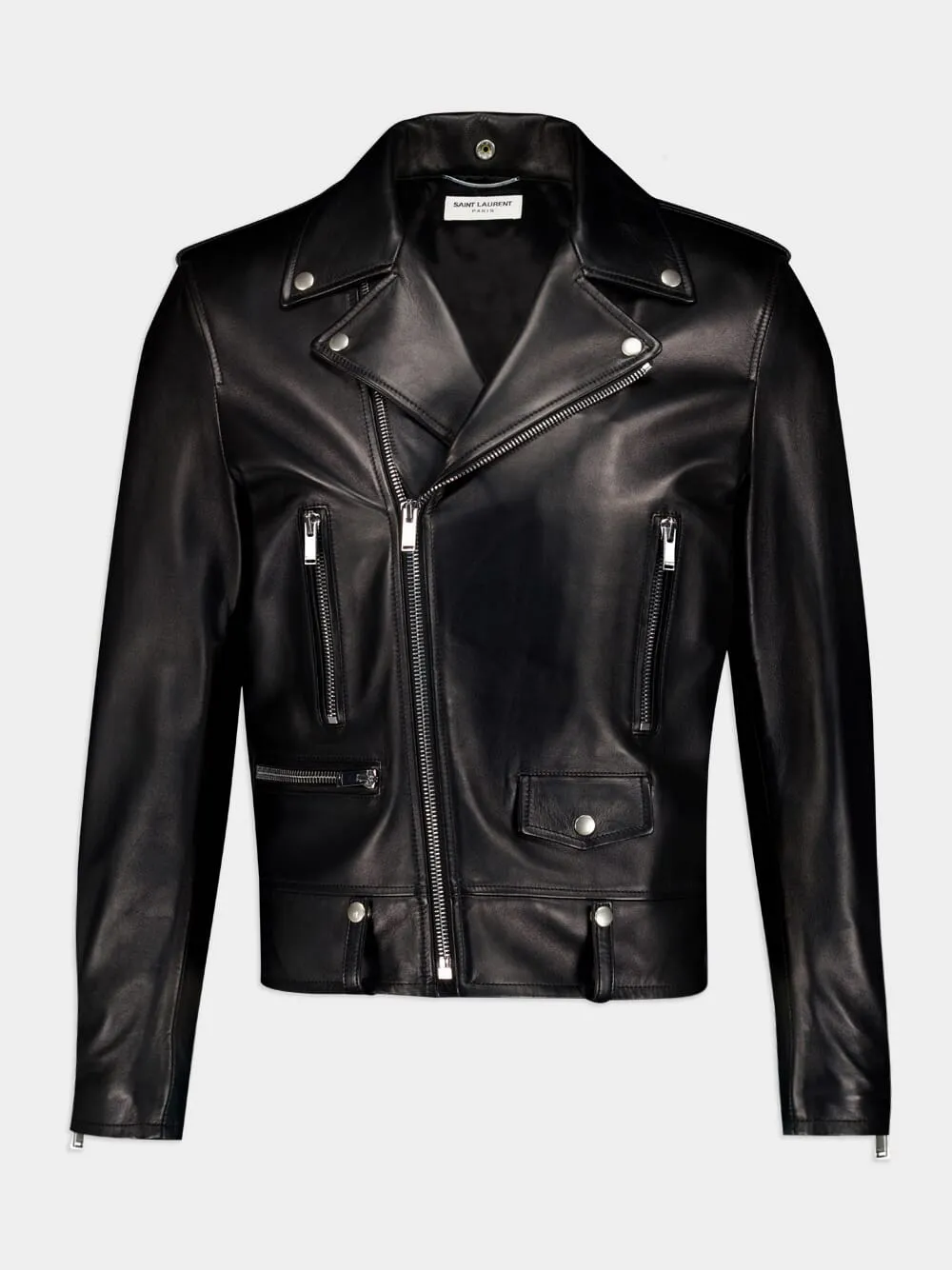 Plunged Lambskin Motorcycle Jacket sold by Fashion Clinic