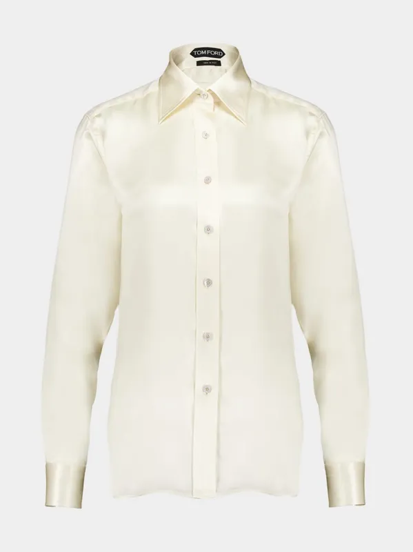 Off-White Silk Charmeuse Shirt sold by Fashion Clinic