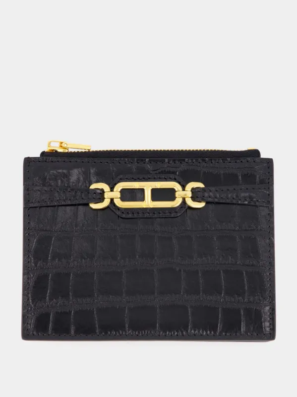 Black Crocodile Leather Card Holder sold by Fashion Clinic