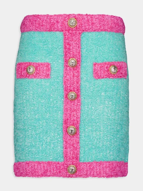 Two-Tone Buttoned Knit Skirt sold by Fashion Clinic