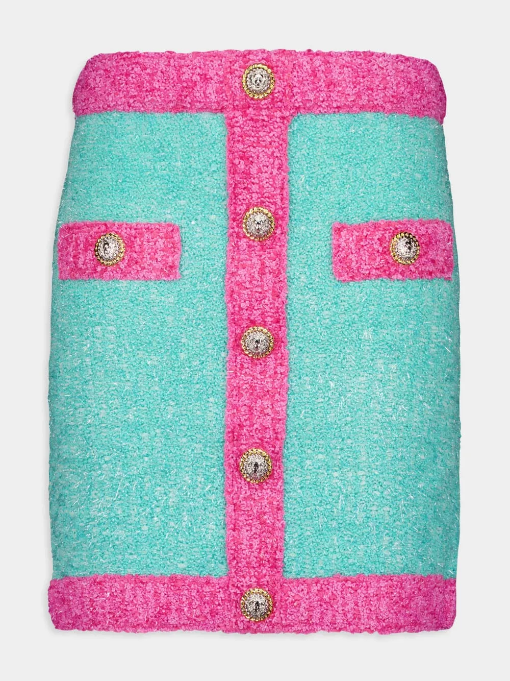 Two-Tone Buttoned Knit Skirt sold by Fashion Clinic
