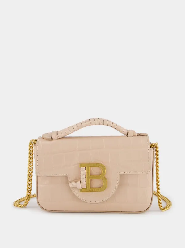 Beige B-Buzz 17 Mini Bag in Crocodile-Embossed Calfskin made by Balmain