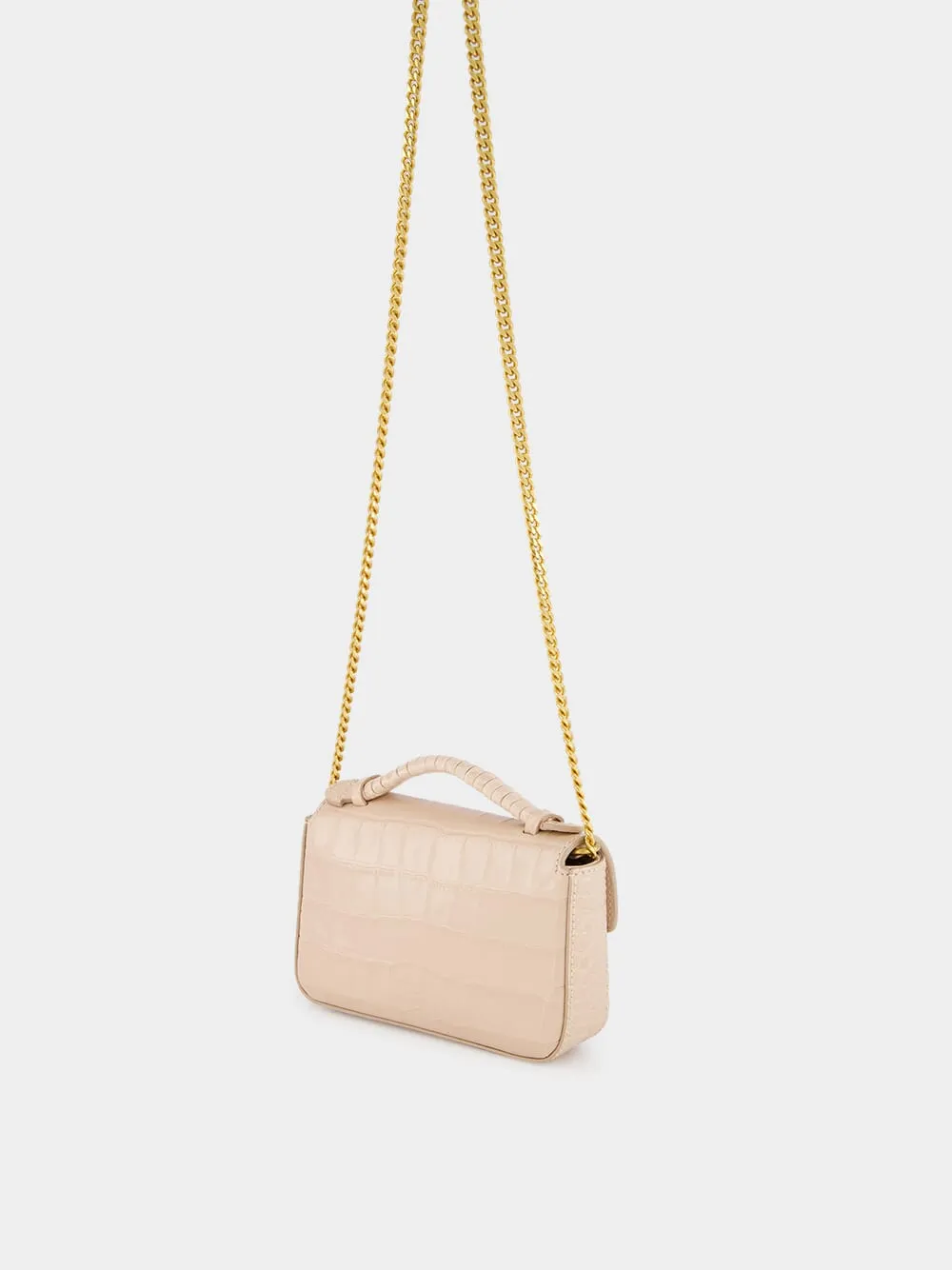 Beige B-Buzz 17 Mini Bag in Crocodile-Embossed Calfskin sold by Fashion Clinic product image thumbnail 5