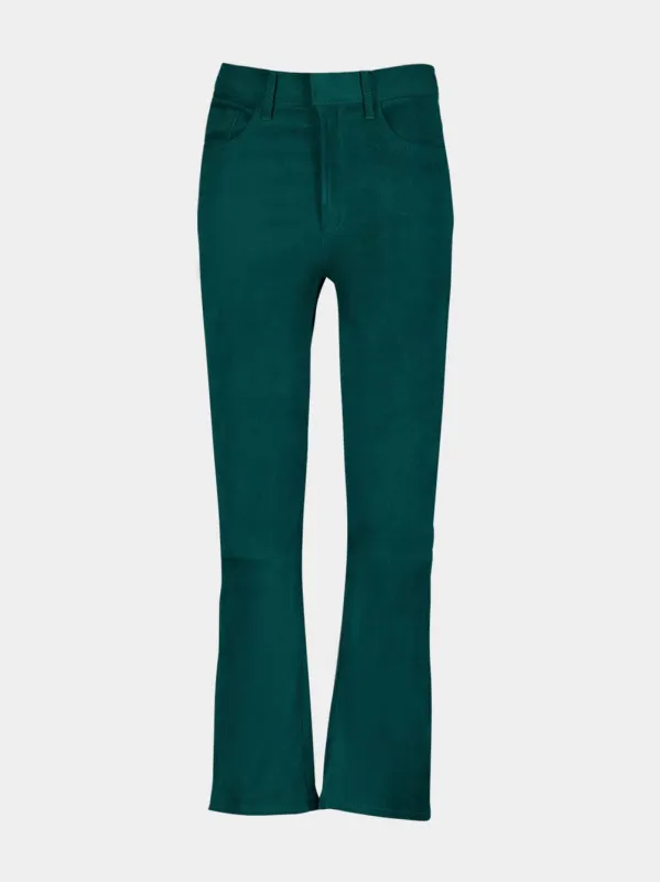 Zircon Teal Flared Suede Pants sold by Fashion Clinic