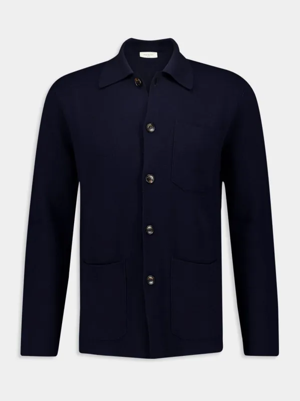 Blue Wool Long-Sleeve Shirt sold by Fashion Clinic