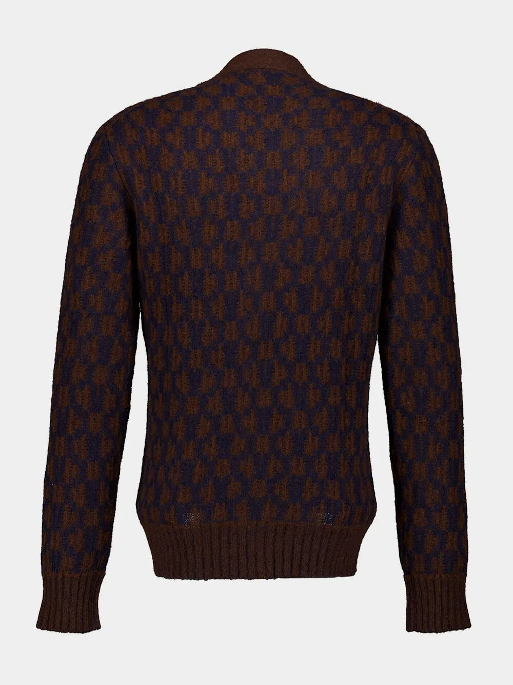 Blue and Brown Cashmere-Silk V-Neck Cardigan sold by Fashion Clinic product image thumbnail 2