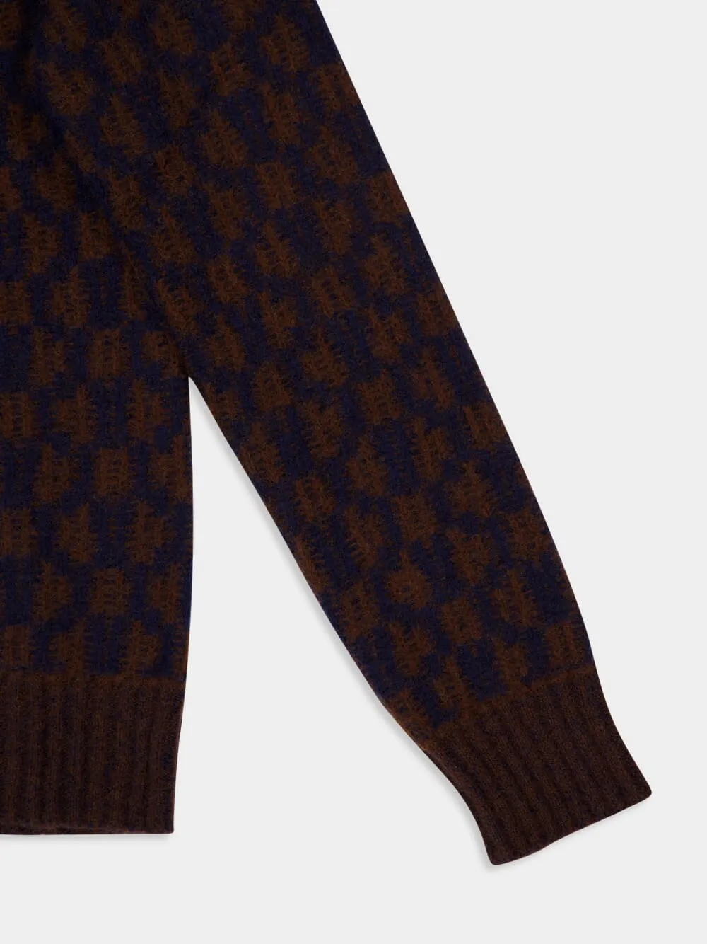 Blue and Brown Cashmere-Silk V-Neck Cardigan sold by Fashion Clinic product image thumbnail 4