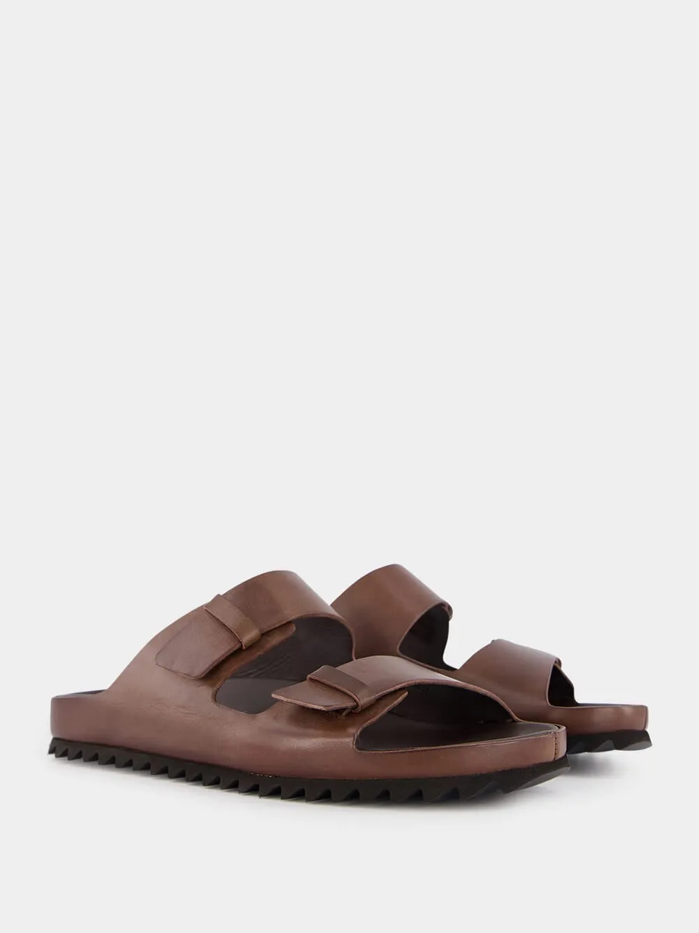 Agorà Coffee Leather Slides sold by Fashion Clinic product image thumbnail 3