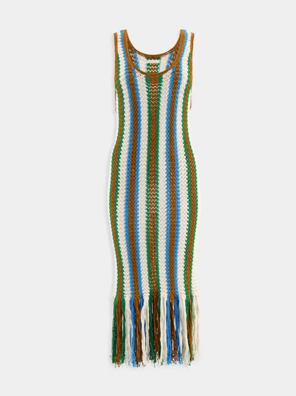 Striped Crochet Midi Dress sold by Fashion Clinic