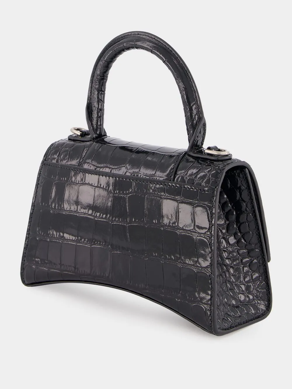 Black Hourglass XS Handbag Crocodile Embossed sold by Fashion Clinic product image thumbnail 5