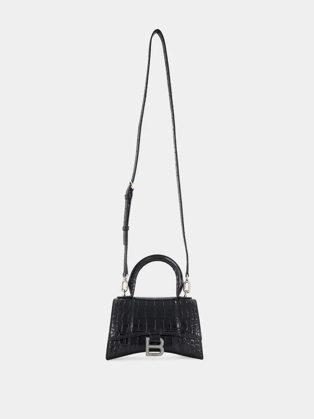Black Hourglass XS Handbag Crocodile Embossed sold by Fashion Clinic product image thumbnail 2