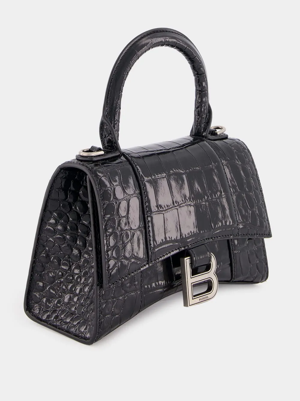 Black Hourglass XS Handbag Crocodile Embossed sold by Fashion Clinic product image thumbnail 3