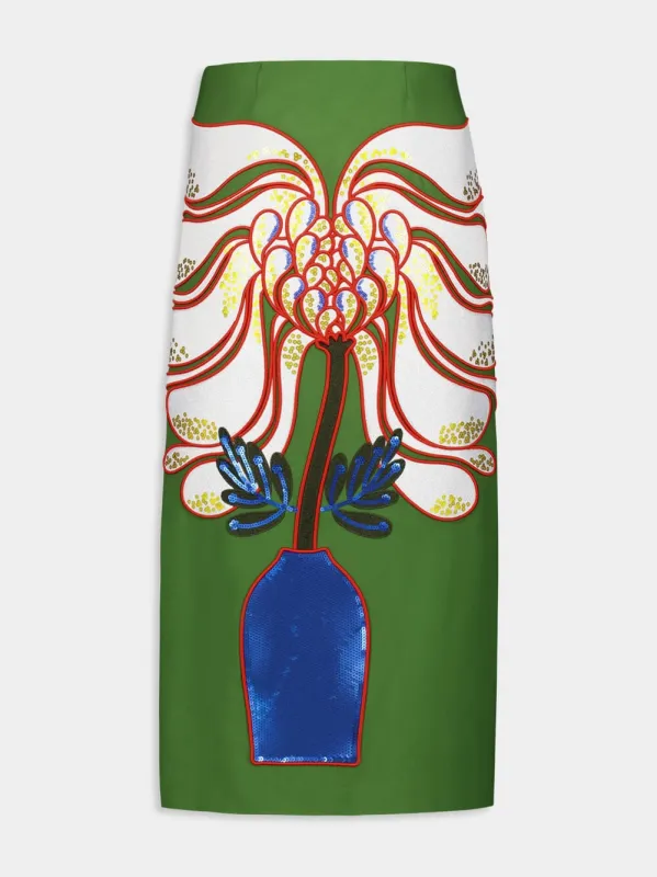 Elizabeth Flowera Embroidered Pencil Skirt sold by Fashion Clinic