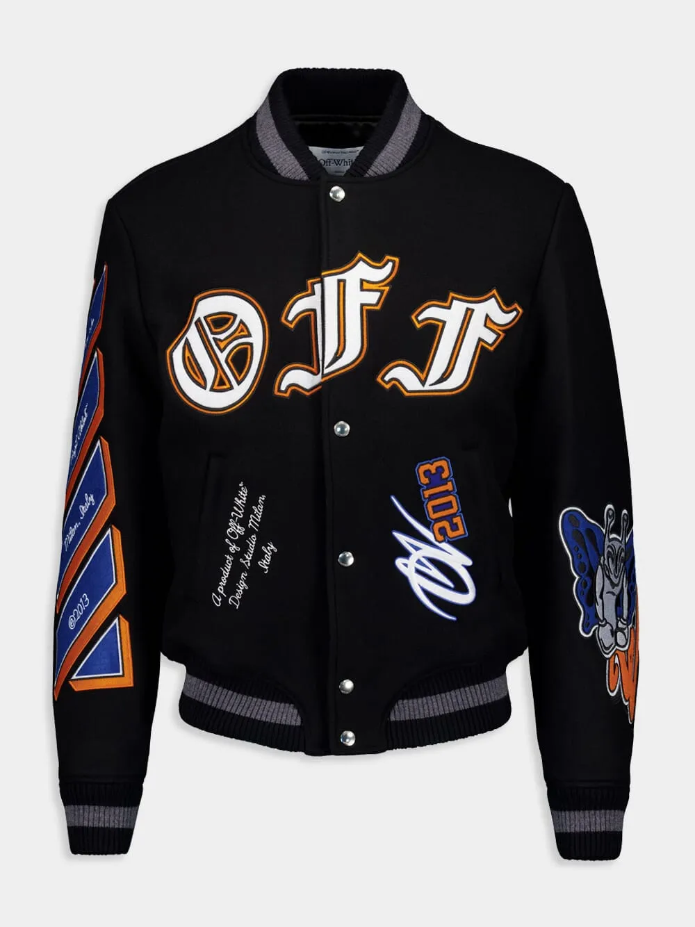 Black Gang Varsity Wool Bomber sold by Fashion Clinic
