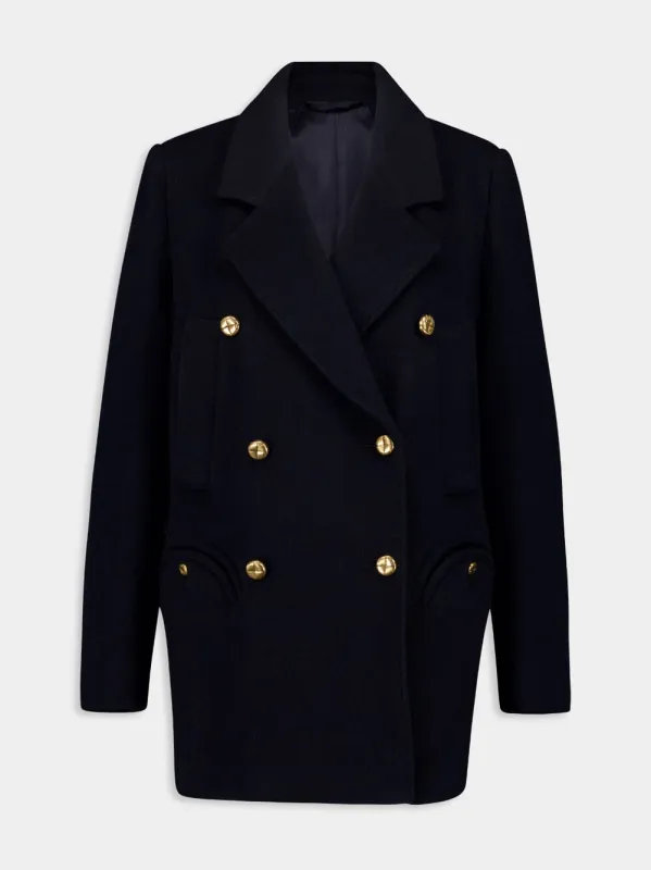 Navy Alpaca Wool Peacoat sold by Fashion Clinic