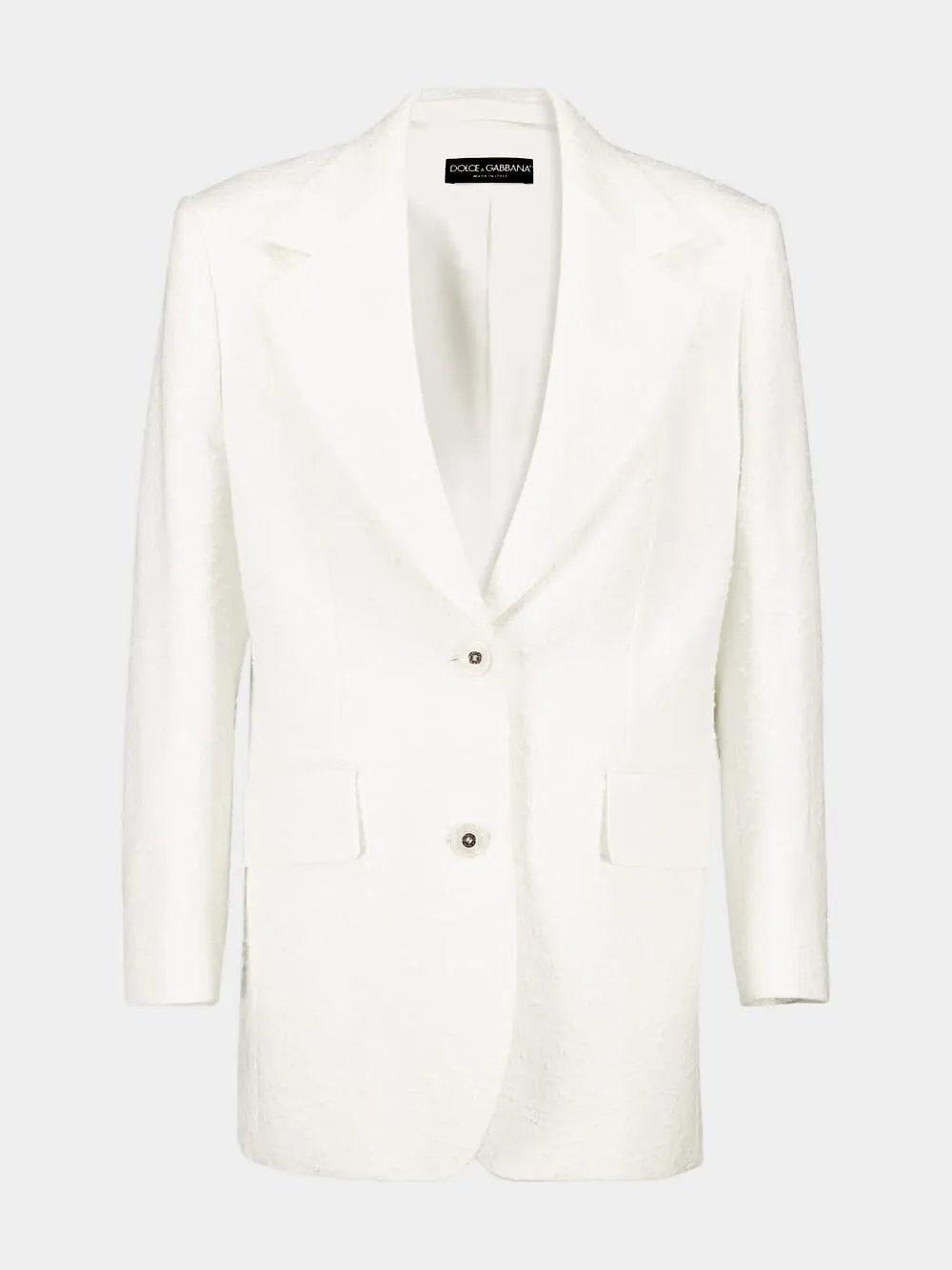 White Single-Breasted Cotton Raschel Tweed Jacket sold by Fashion Clinic product image thumbnail 2