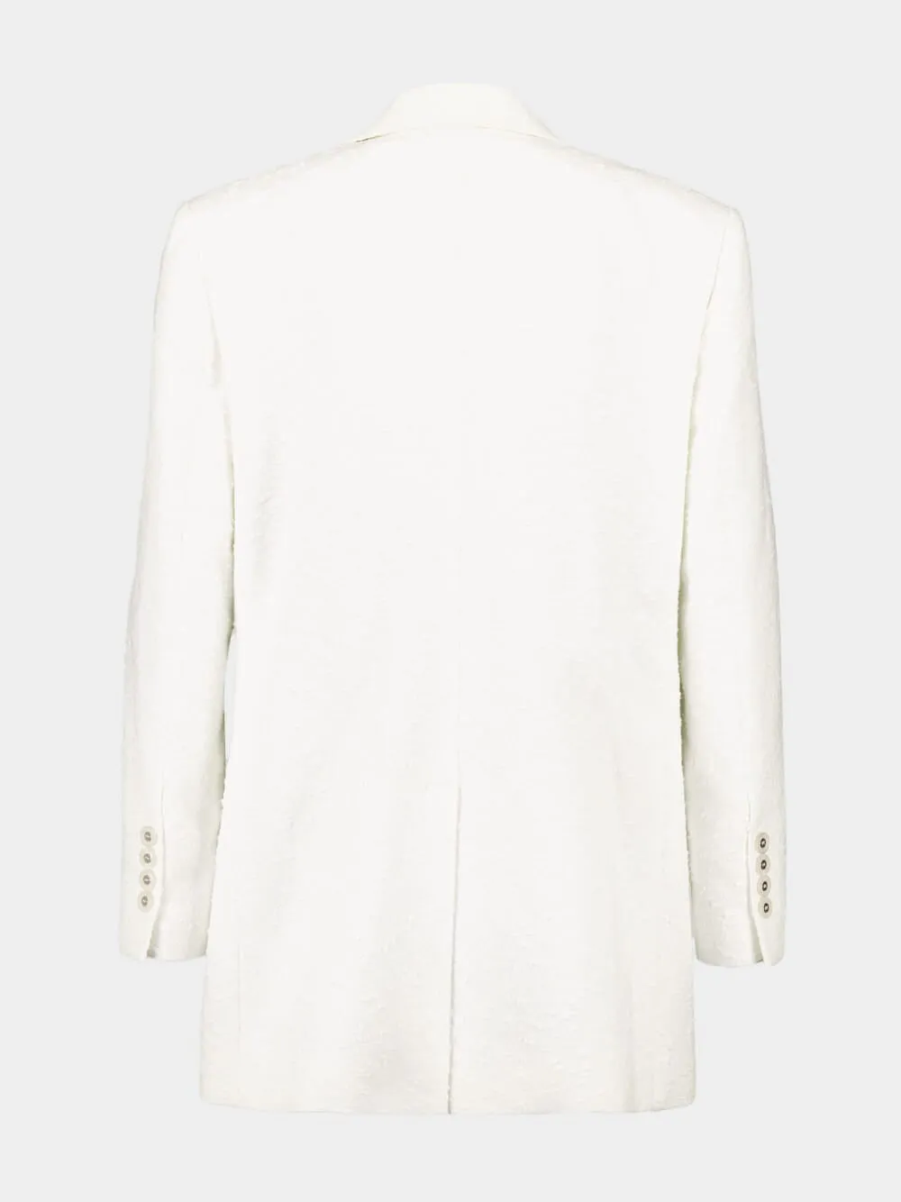 White Single-Breasted Cotton Raschel Tweed Jacket sold by Fashion Clinic product image thumbnail 3