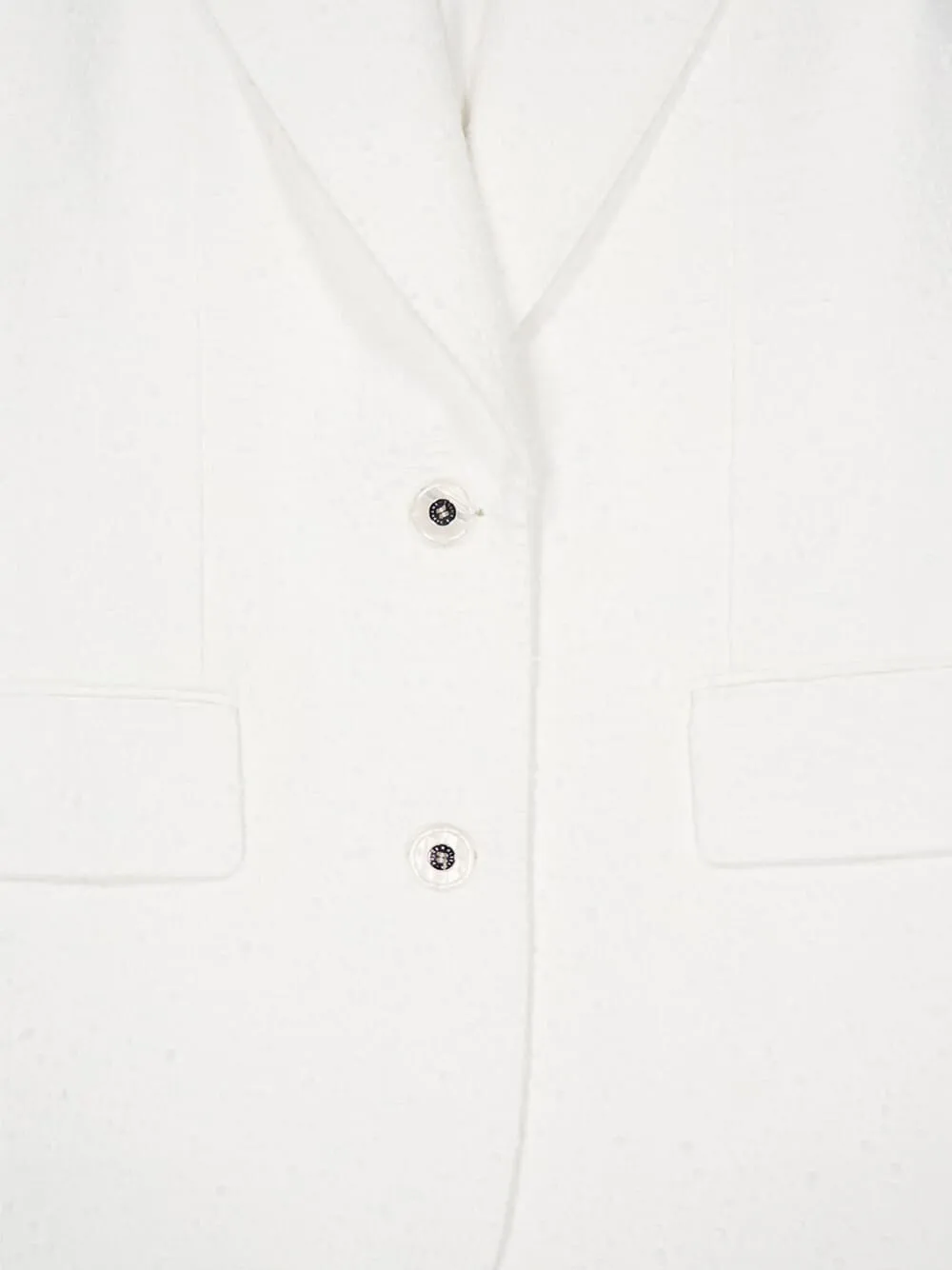 White Single-Breasted Cotton Raschel Tweed Jacket sold by Fashion Clinic product image thumbnail 5