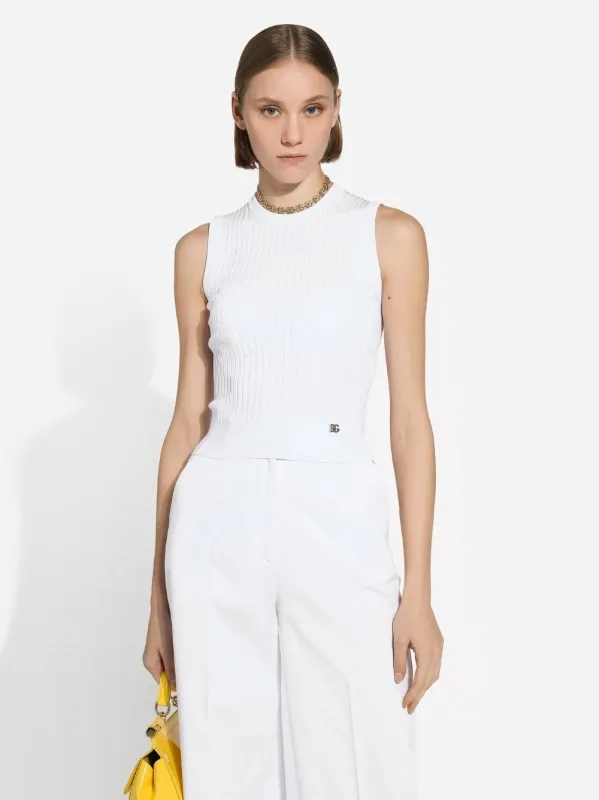 Ribbed Stretch Viscose Vest Top made by Fashion Clinic