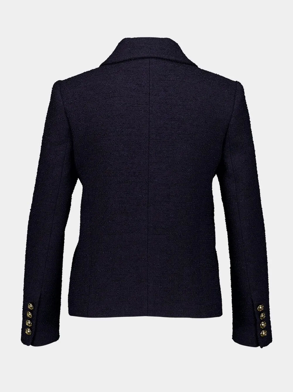 Navy Single-Breasted Tweed Jacket sold by Fashion Clinic product image thumbnail 2