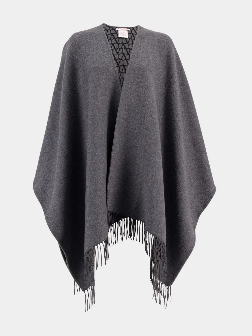 Grey Double Wool Toile Iconographe Poncho sold by Fashion Clinic