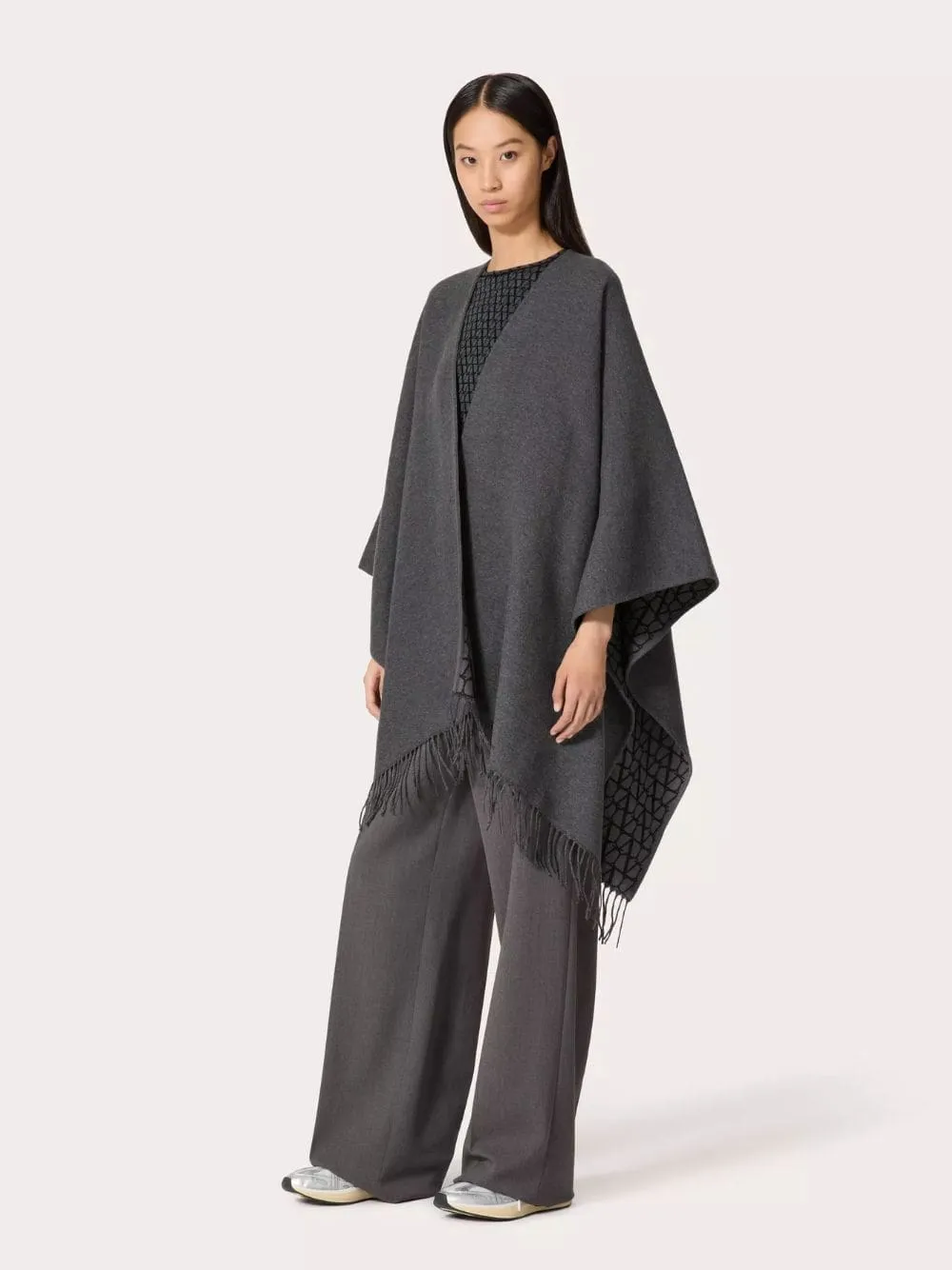 Grey Double Wool Toile Iconographe Poncho sold by Fashion Clinic product image thumbnail 2