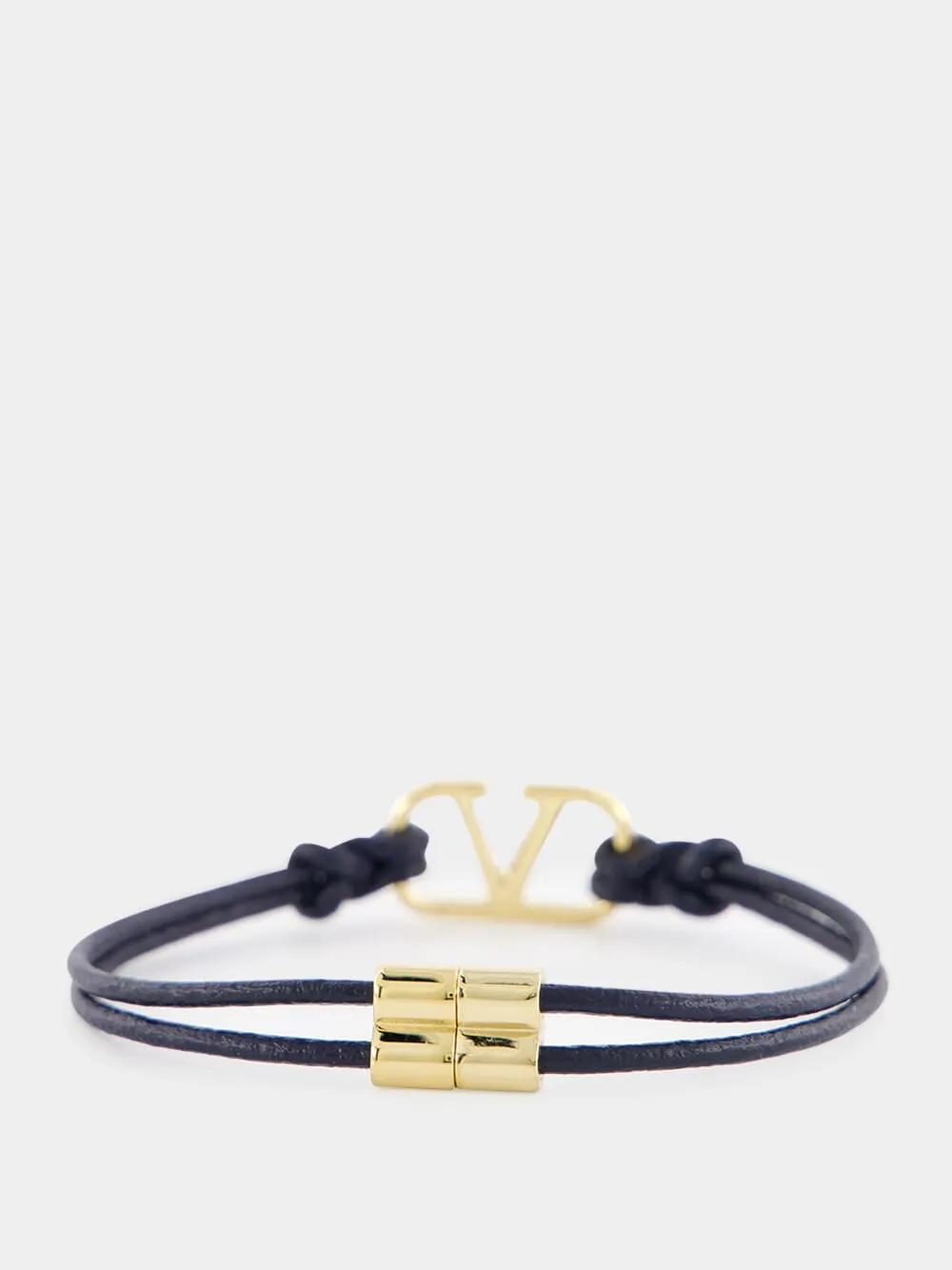 Navy VLogo Signature Leather Bracelet sold by Fashion Clinic product image thumbnail 2