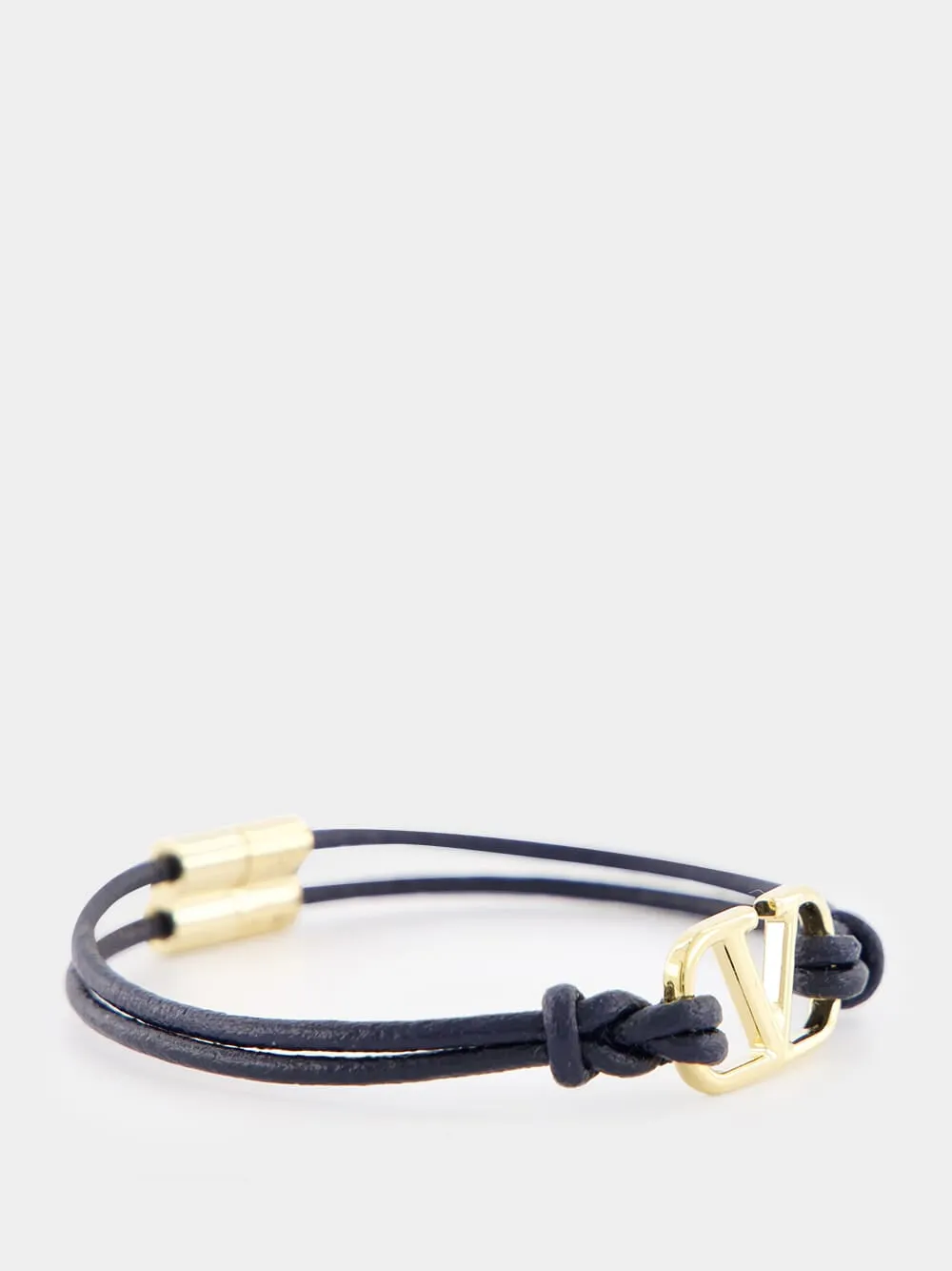Navy VLogo Signature Leather Bracelet sold by Fashion Clinic product image thumbnail 3