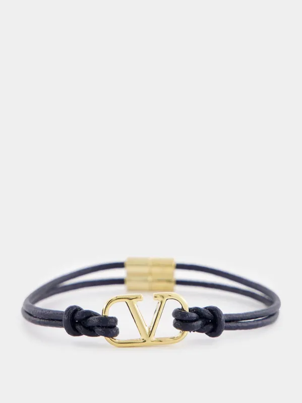 Navy VLogo Signature Leather Bracelet sold by Fashion Clinic
