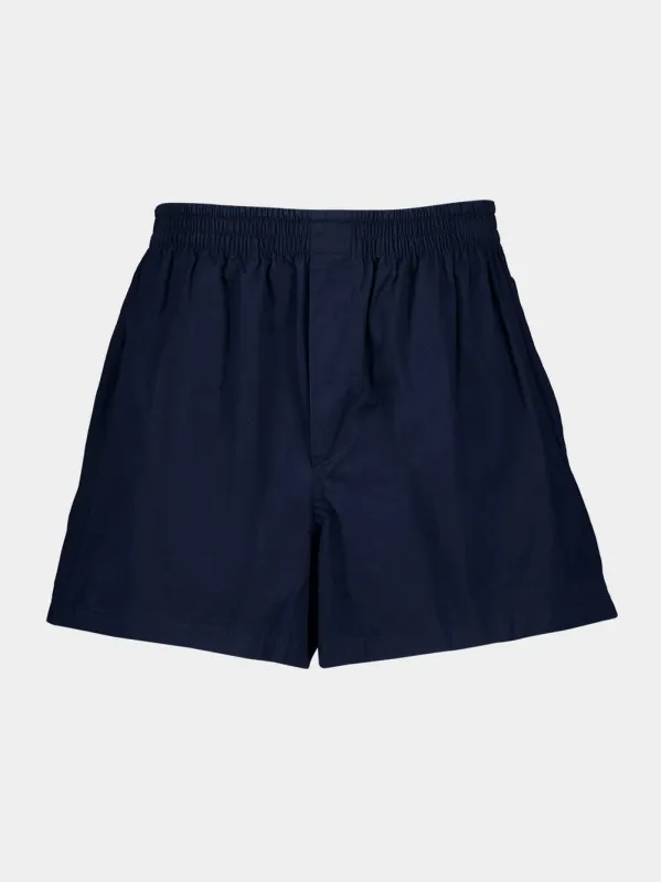 Dark Blue Cotton Poplin Boxer Shorts sold by Fashion Clinic