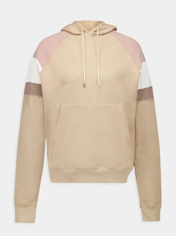 Beige Logo Detailed Drawstring Hoodie sold by Fashion Clinic