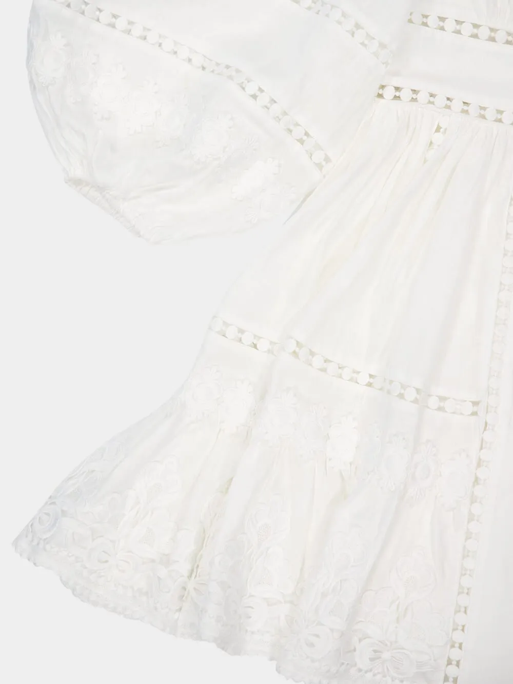 Ivory Lace-Trimmed Mini Dress sold by Fashion Clinic product image thumbnail 4