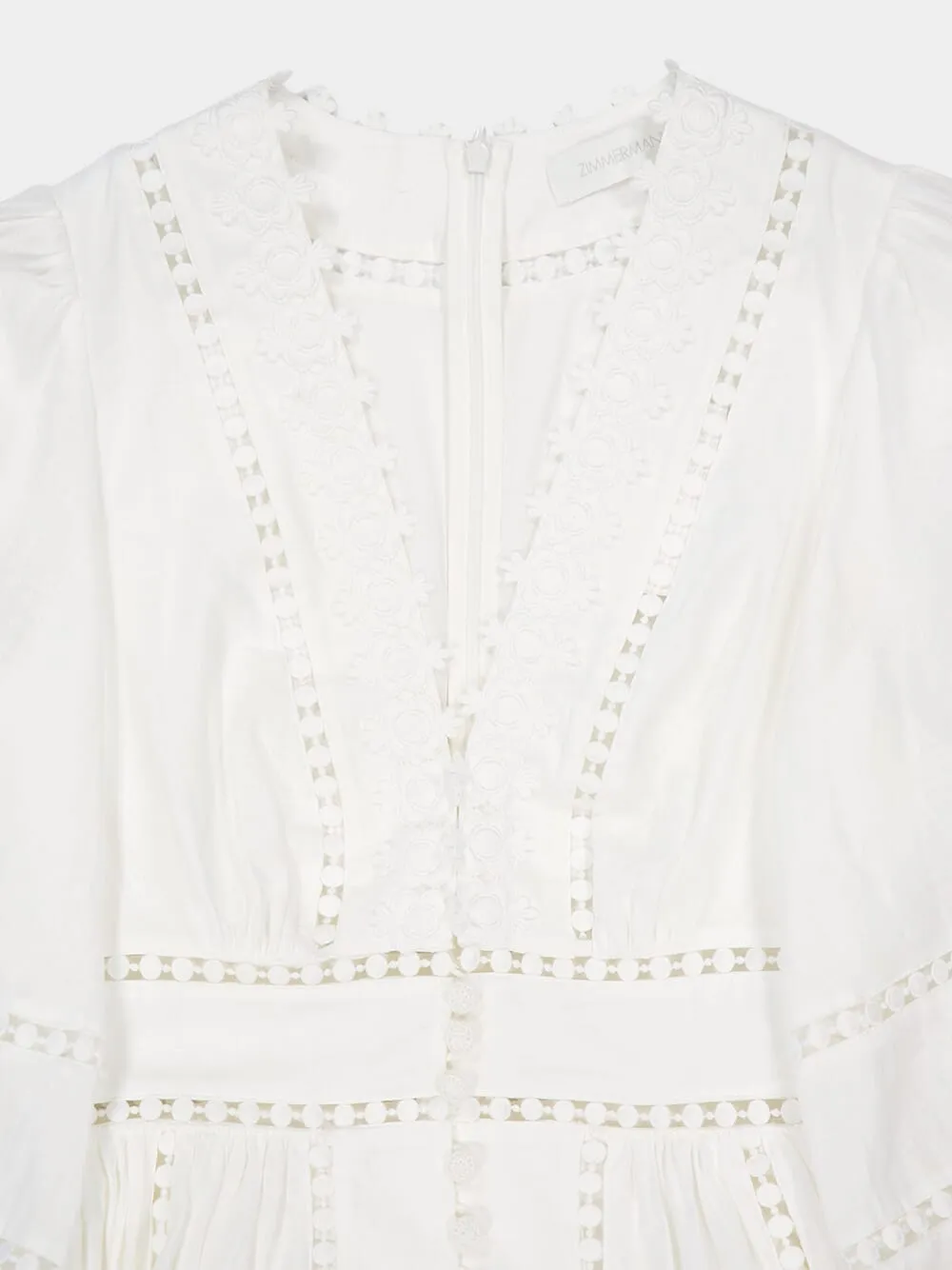 Ivory Lace-Trimmed Mini Dress sold by Fashion Clinic product image thumbnail 3