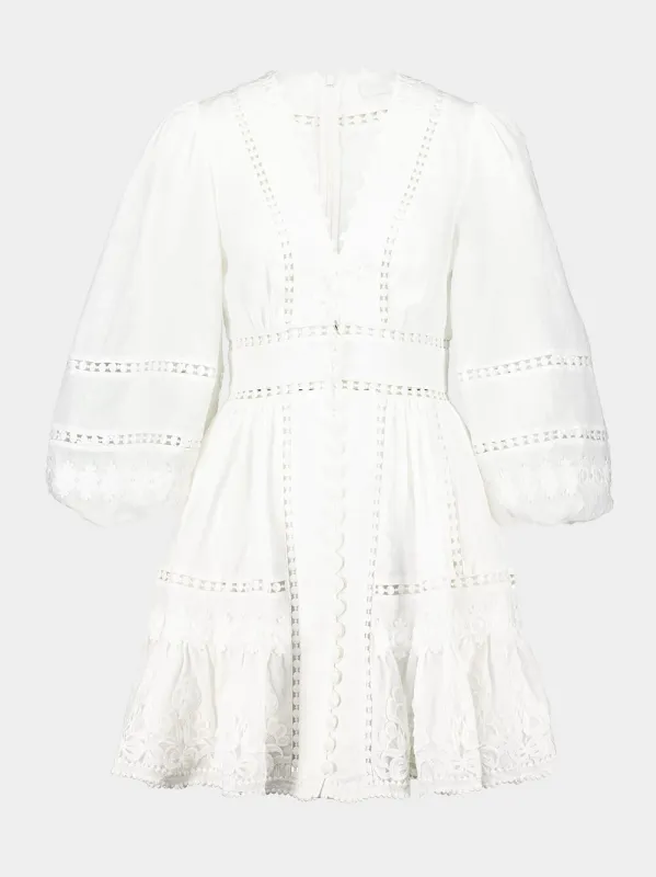 Ivory Lace-Trimmed Mini Dress sold by Fashion Clinic
